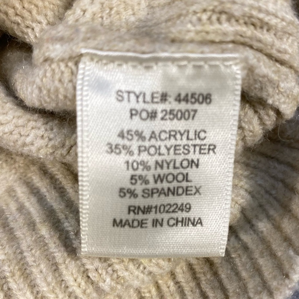 Skies Are Blue Women’s Soft Beige/Oatmeal Sweater with Ruffle Long Sleeve,size S - Picture 7 of 11